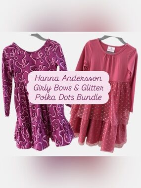 Hanna Andersson Girls 3T Dress Bundle Pink & Purple Long Sleeve 2 Piece